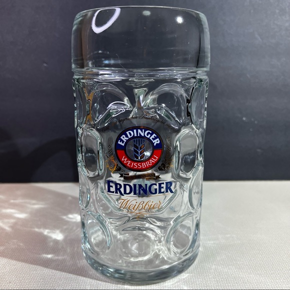 Erdinger Weissbrau German Dimpled Glass Beer Stein Mug Oversized - Picture 1 of 6
